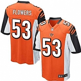 Nike Men & Women & Youth Bengals #53 Flowers Orange Team Color Game Jersey